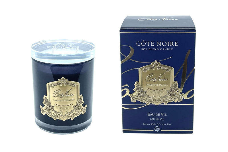 Cote Noire 450g Candle - Dark Vessel with Gold Badge  - Eau De Vie-CGG45005