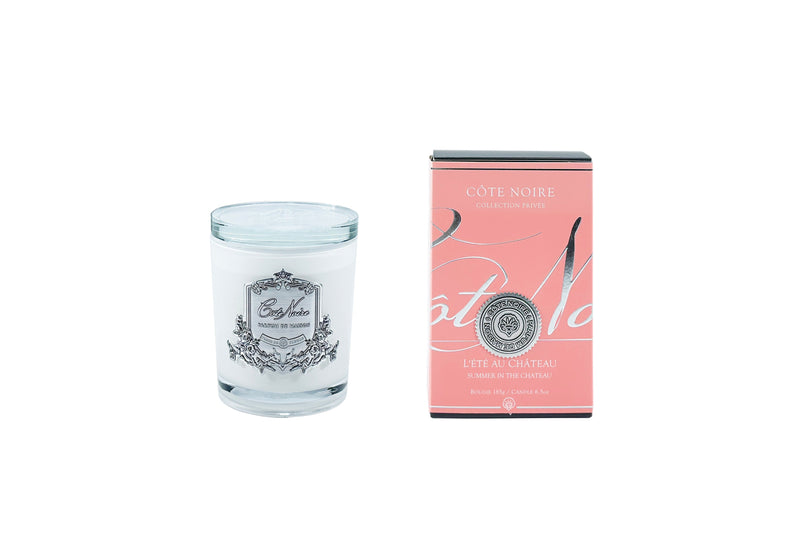 Cote Noire Candles - White Vessel with Silver Badge - Summer in the Chateau-DISCONTINUED