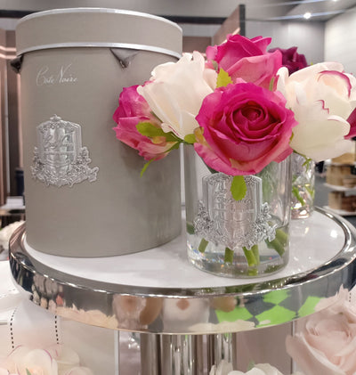 Cote Noire Premium Rose Bud Bouquet - Mixed Magenta & Blush - Clear Glass - MBS01