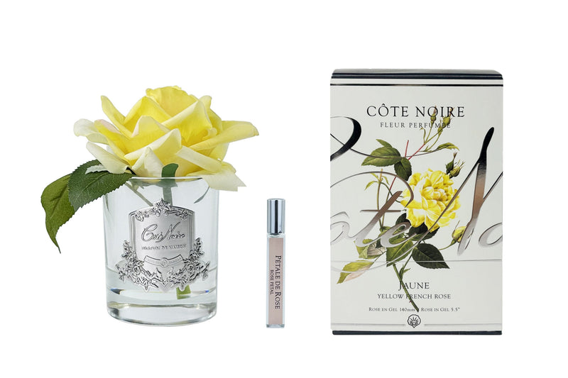 Cote Noire Perfumed Natural Touch Single Rose - Clear - Yellow -NEW- GMR08