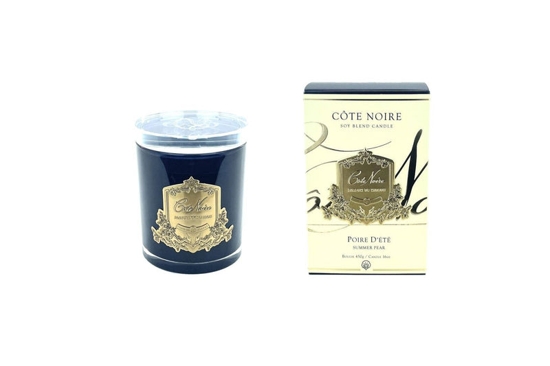 Cote Noire Candles - Dark Vessel with Gold Badge - Summer Pear