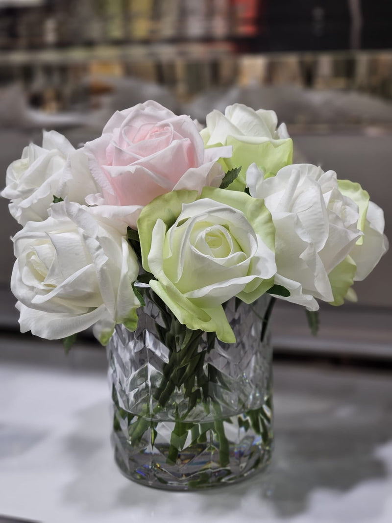 Cote Noire Herringbone Flower - Rose Buds - Clear - French Pink, Green & White-NEW-HCF13