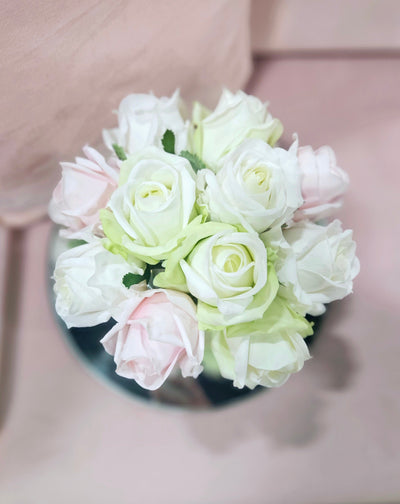 Cote Noire Herringbone Flower - Rose Buds - Clear - French Pink, Green & White-NEW-HCF13
