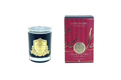 Cote Noire Candles - Dark Vessel with Gold Badge - Cognac & Tobacco GML18524