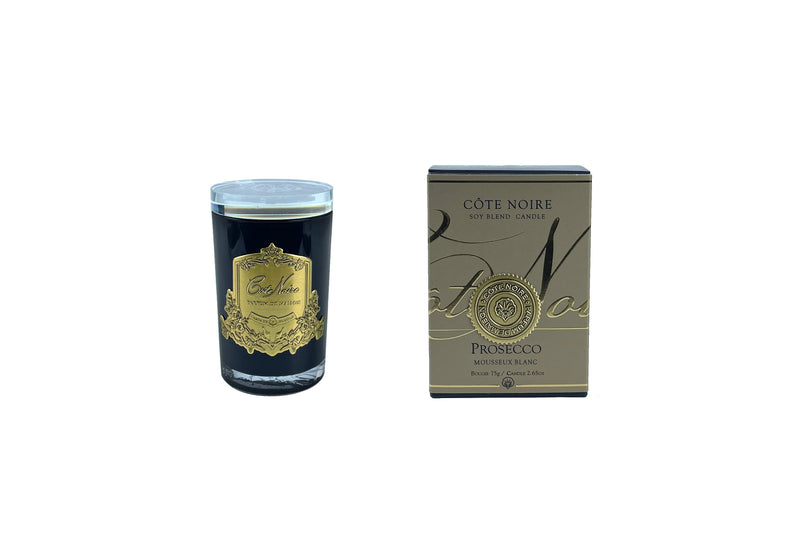 Cote Noire Candles - Dark Vessel with Gold Badge - Prosecco