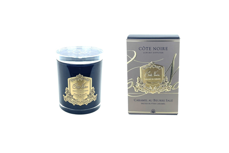 Cote Noire Candles - Dark Vessel with Gold Badge - Salted Butter Caramel