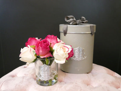 Cote Noire Premium Rose Bud Bouquet - Mixed Magenta & Blush - Clear Glass - MBS01