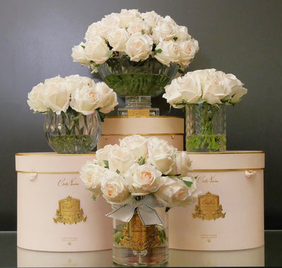 Cote Noire Luxury Grand Rose Bud Bouquet - Pink Blush - Gold Badge - LRB02