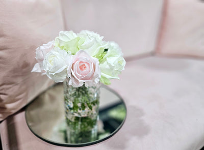 Cote Noire Herringbone Flower - Rose Buds - Clear - French Pink, Green & White-NEW-HCF13