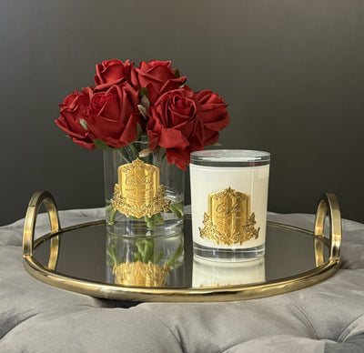 Cote Noire Premium Rose Bud Bouquet - Red - Clear - Gold Badge -NEW- GRB04