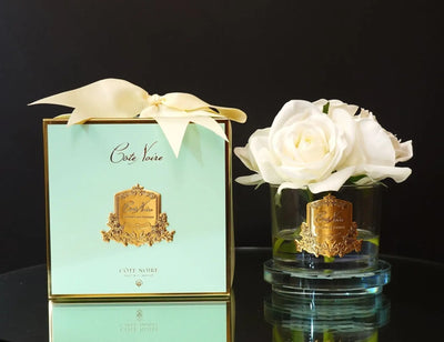 Cote Noire Perfumed Natural Touch 5 Roses - Clear & Gold Badge - Ivory White - GMR92 - Jade Tiffany Box Cote Noire