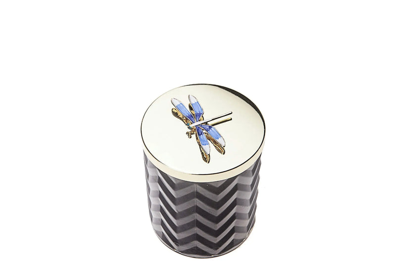 Cote Noire Herringbone Candle With Scarf Eau de Vie- Navy & Dragonfly lid - HCG05 Cote Noire