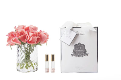 Cote Noire - Herringbone Flower - Rose Buds - Clear - White Peach - HCF25 Cote Noire