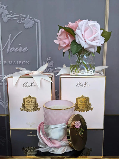 Cote Noire - Herringbone Flower - Mixed Pink Roses - Clear - HCF08 Cote Noire