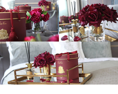 Cote Noire Luxury Grand Bouquet (Gold Badge - Carmine Red - Burgundy Box)